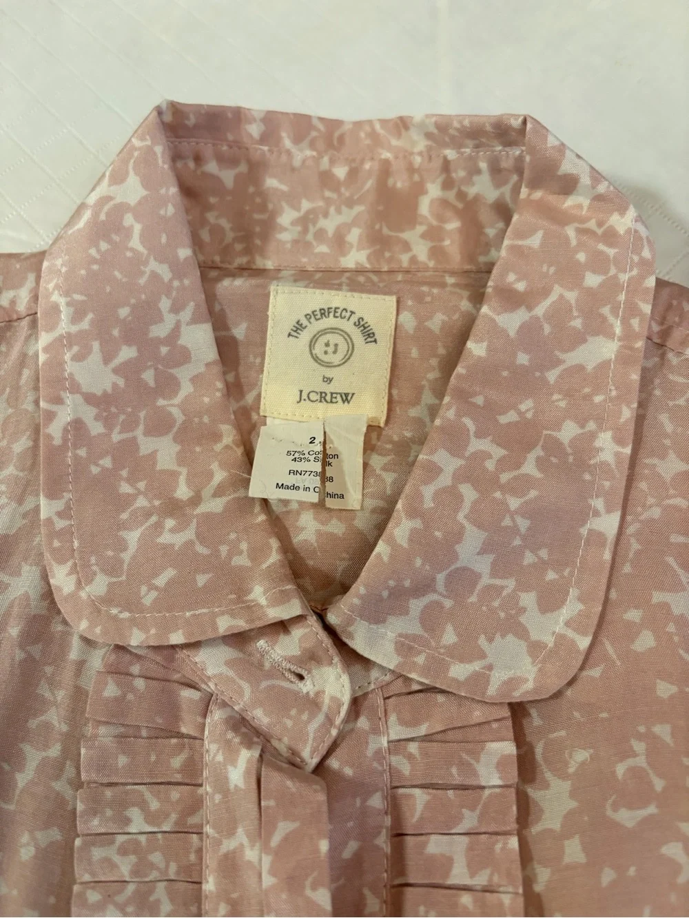 Women's Pink Ruffled-Trim Button-Up Blouse